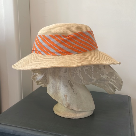 Uniqlo | Marimekko Women's Sun Hat with Orange & Grey Stripe Fabric Band - Picture 5 of 16
